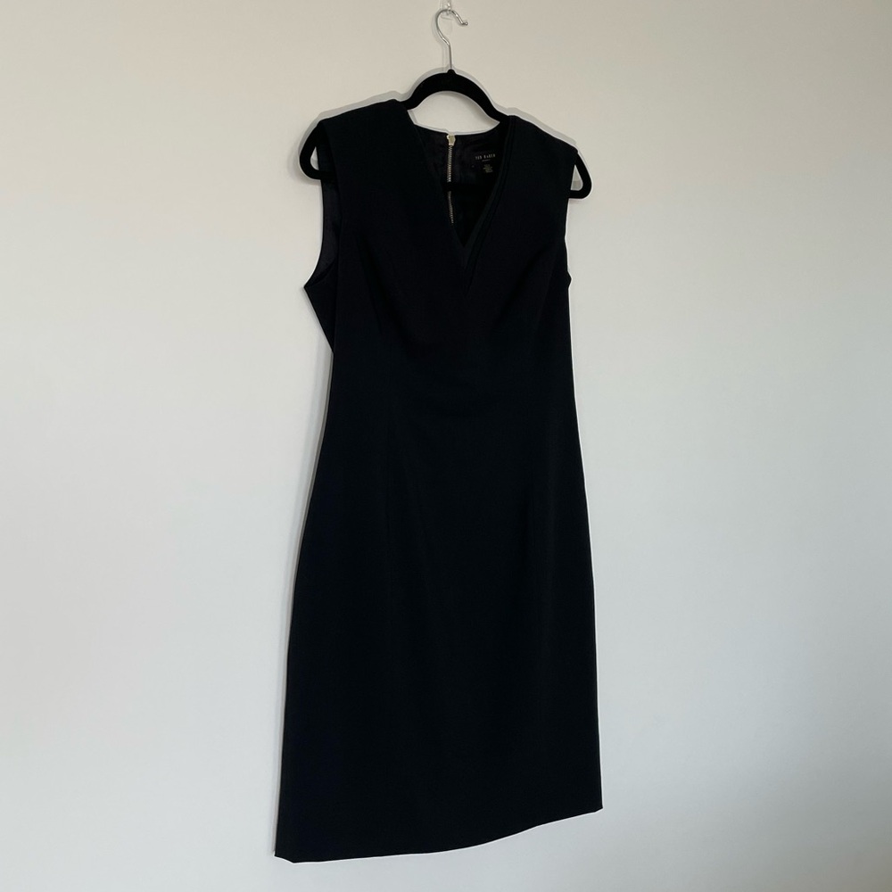 Ted Baker Saloted Sleeveless Black Wool Blend Sheath Dress - Size 4 - Picture 6 of 8